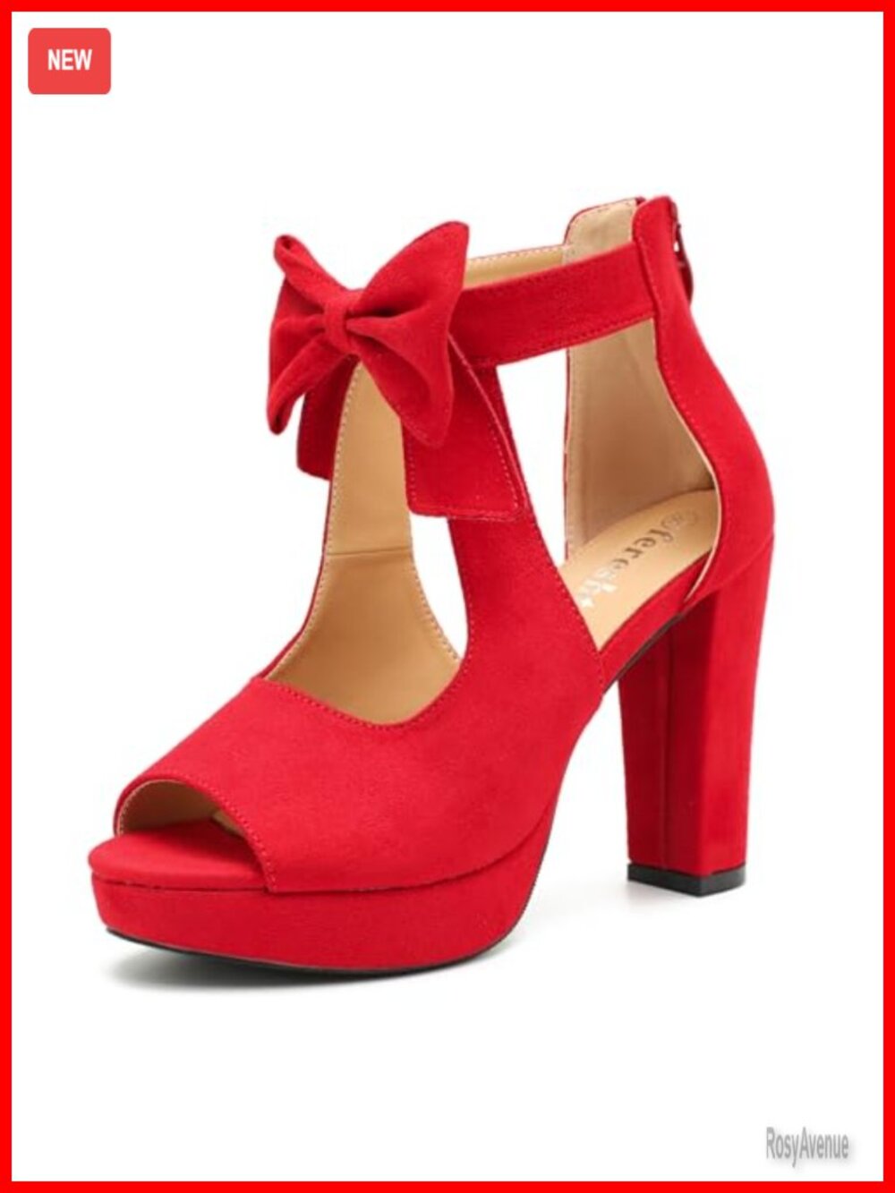 Women's Suede Chunky Heel Platform Sandals Peep Toe Ankle Strap